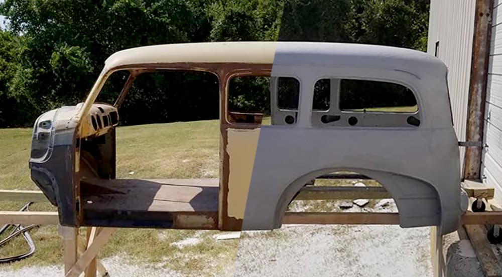Automotive dust-free media blasting and surface restoration project by M&V Mobile Eco-Blast (project 6)