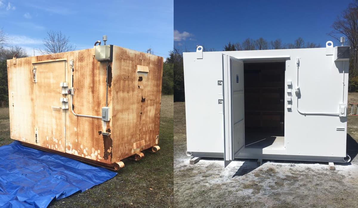 Industrial dust-free media blasting and surface restoration project by M&V Mobile Eco-Blast (project 1)