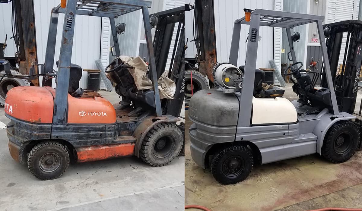 Industrial dust-free media blasting and surface restoration project by M&V Mobile Eco-Blast (project 3)