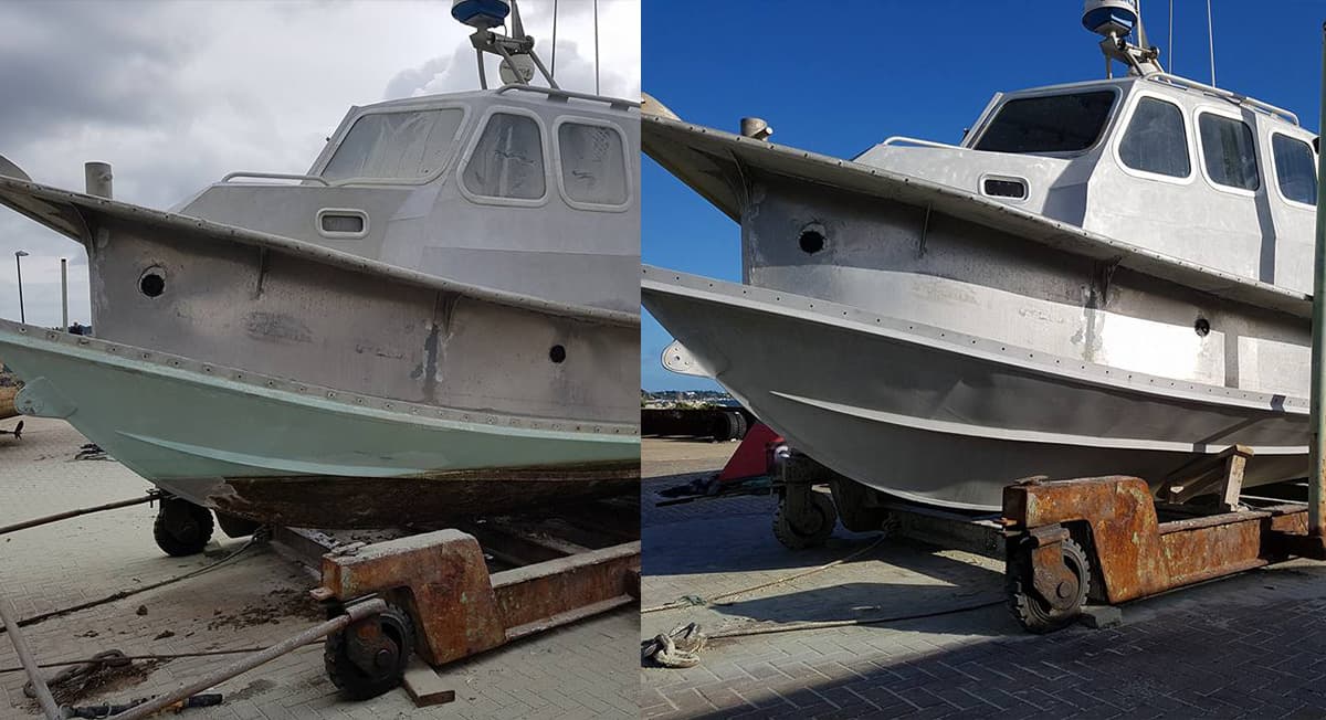 Marine dust-free media blasting and surface restoration project by M&V Mobile Eco-Blast (project 7)